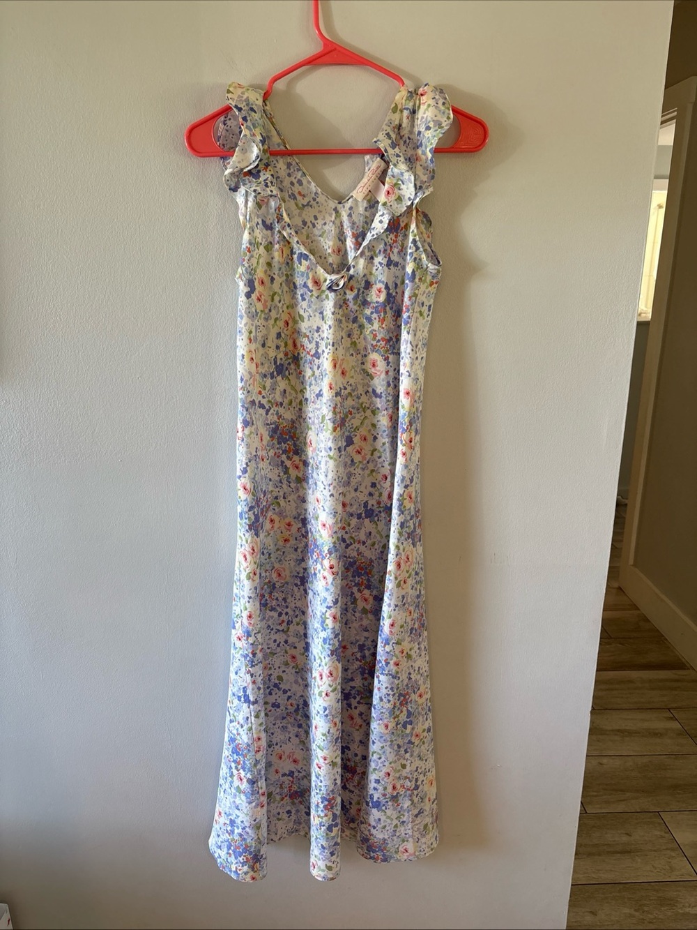Oscar de la Renta pink label flora Ruffle Strap womens Maxi Dress - rare size sm